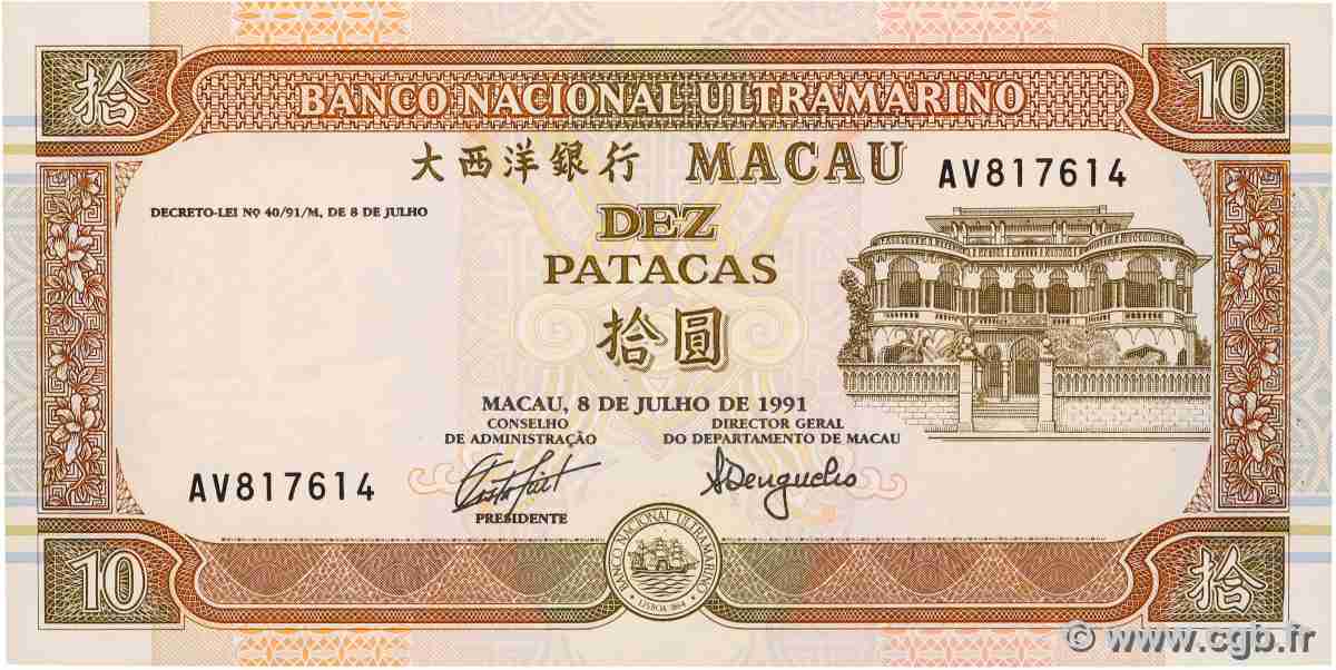 10 Patacas MACAO  1991 P.065a NEUF