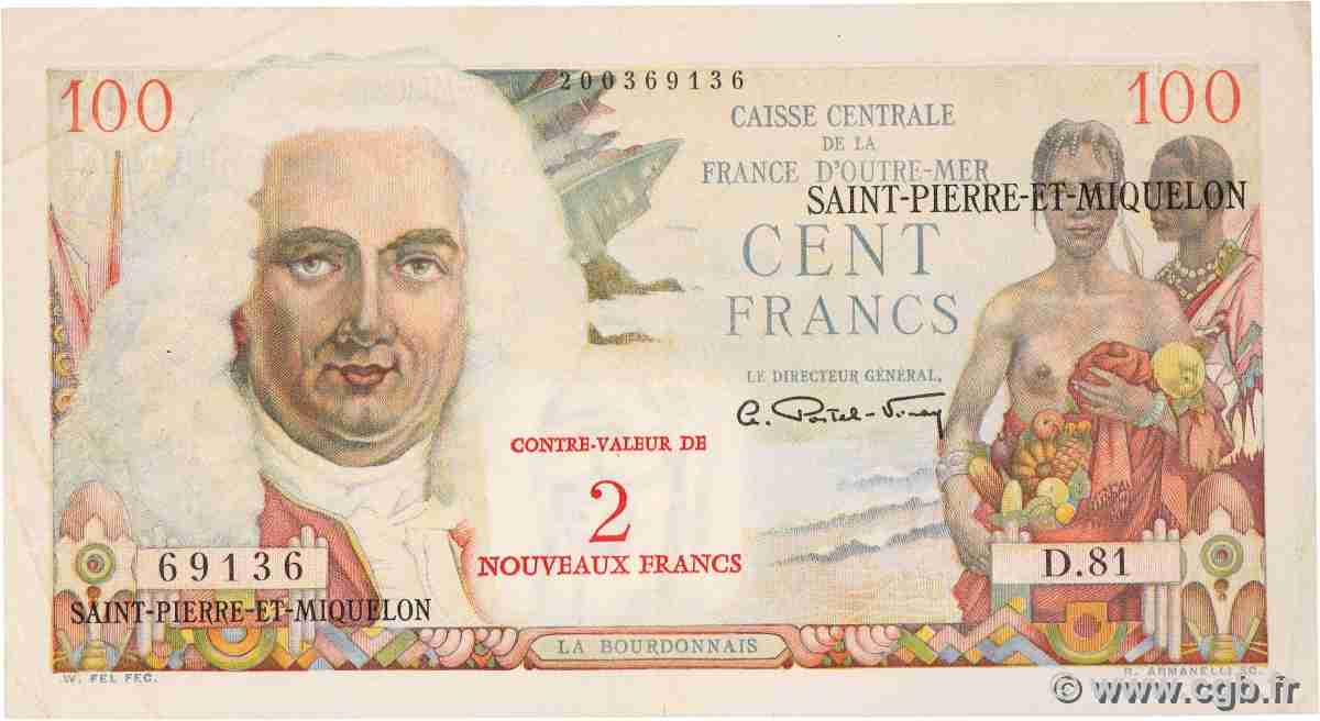 2 NF sur 100 Francs La Bourdonnais SAINT PIERRE AND MIQUELON  1960 P.32 VF