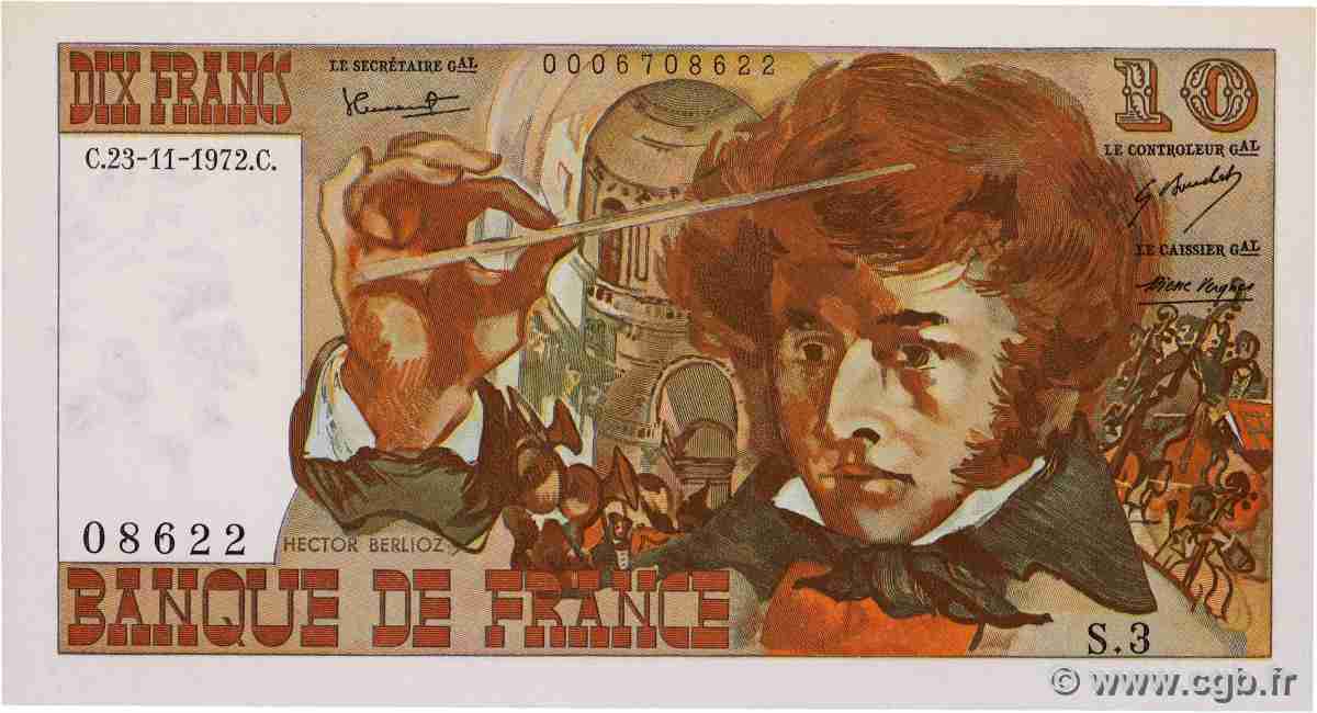 10 Francs BERLIOZ FRANCE  1972 F.63.01 pr.NEUF