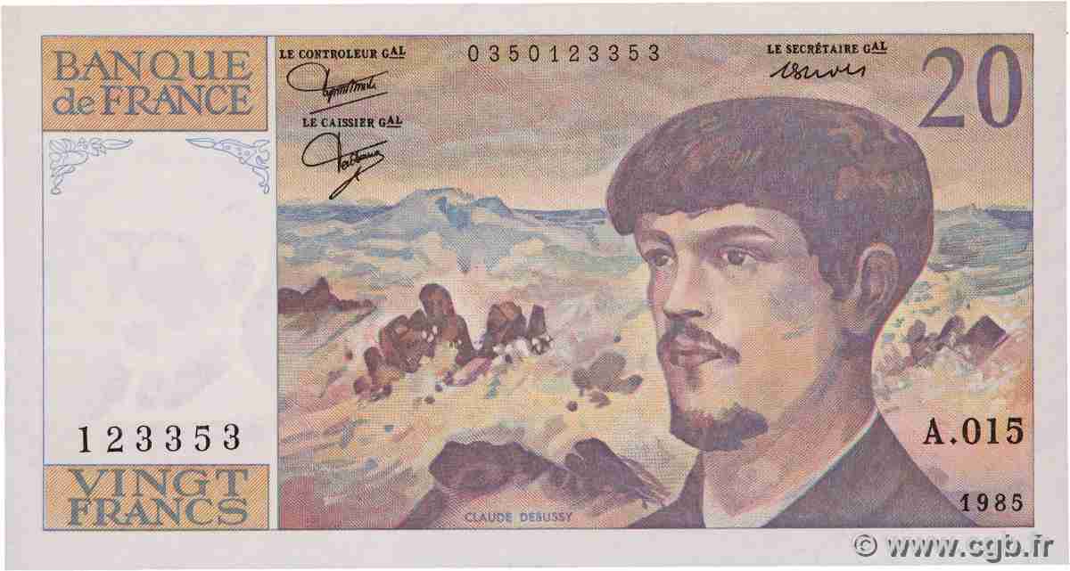 20 Francs DEBUSSY FRANCE  1985 F.66.06A15 TTB