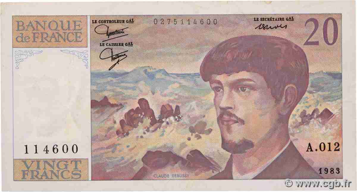 20 Francs DEBUSSY FRANCE  1983 F.66.04A12 TB