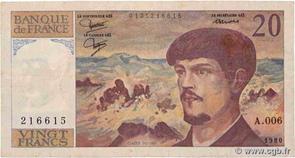 20 Francs DEBUSSY FRANCIA  1980 F.66.01A6 RC