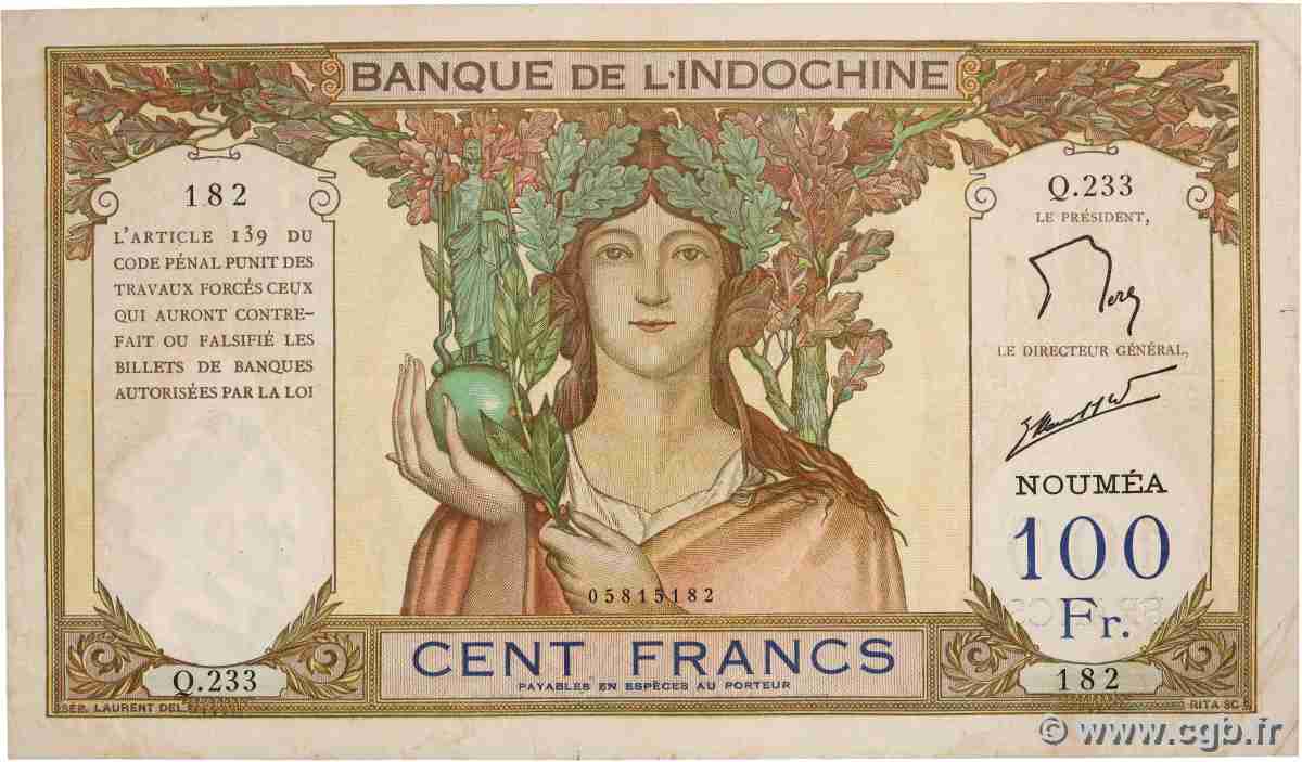 100 Francs NOUVELLE CALÉDONIE  1963 P.42e q.BB