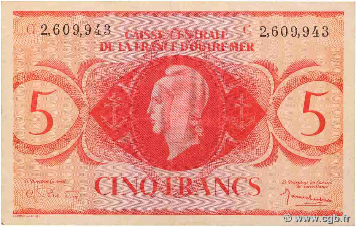 5 Francs Marianne CCFOM AFRIQUE ÉQUATORIALE FRANÇAISE  1944 A.124gC TTB