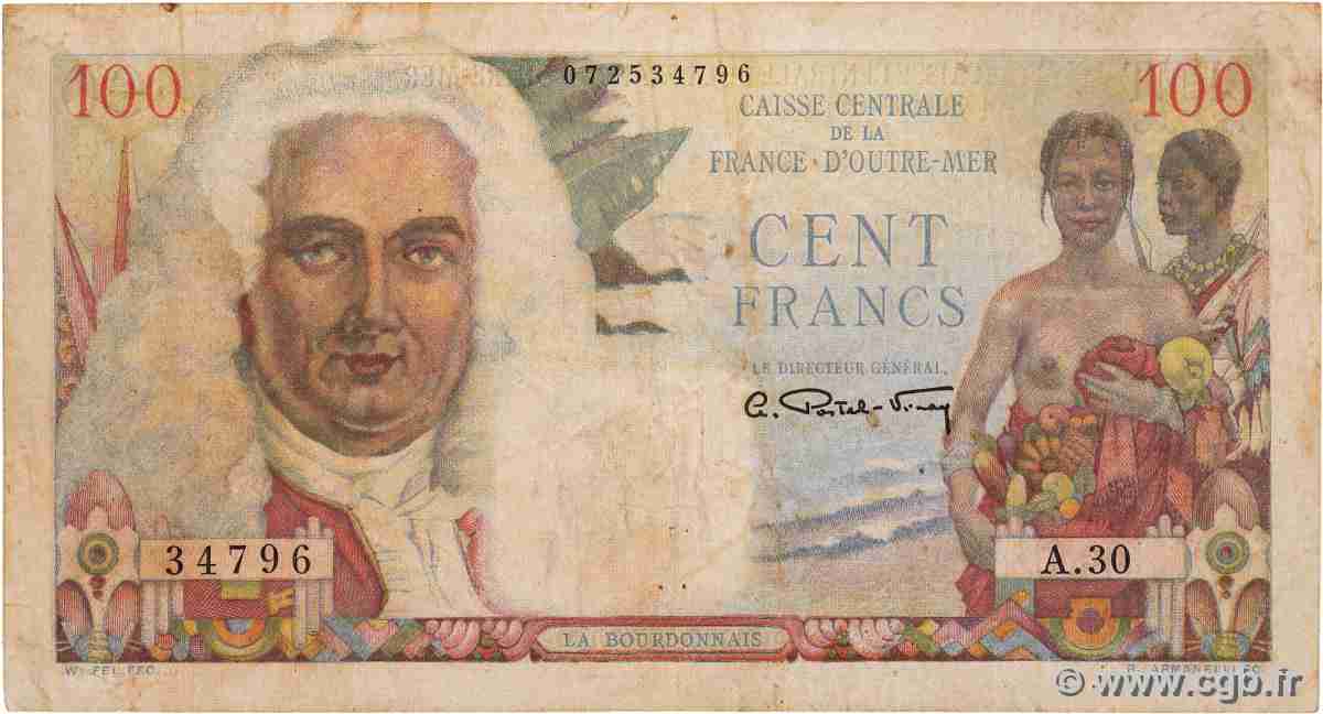 100 Francs La Bourdonnais CCFOM AFRIQUE ÉQUATORIALE FRANÇAISE  1947 A.133a pr.TB
