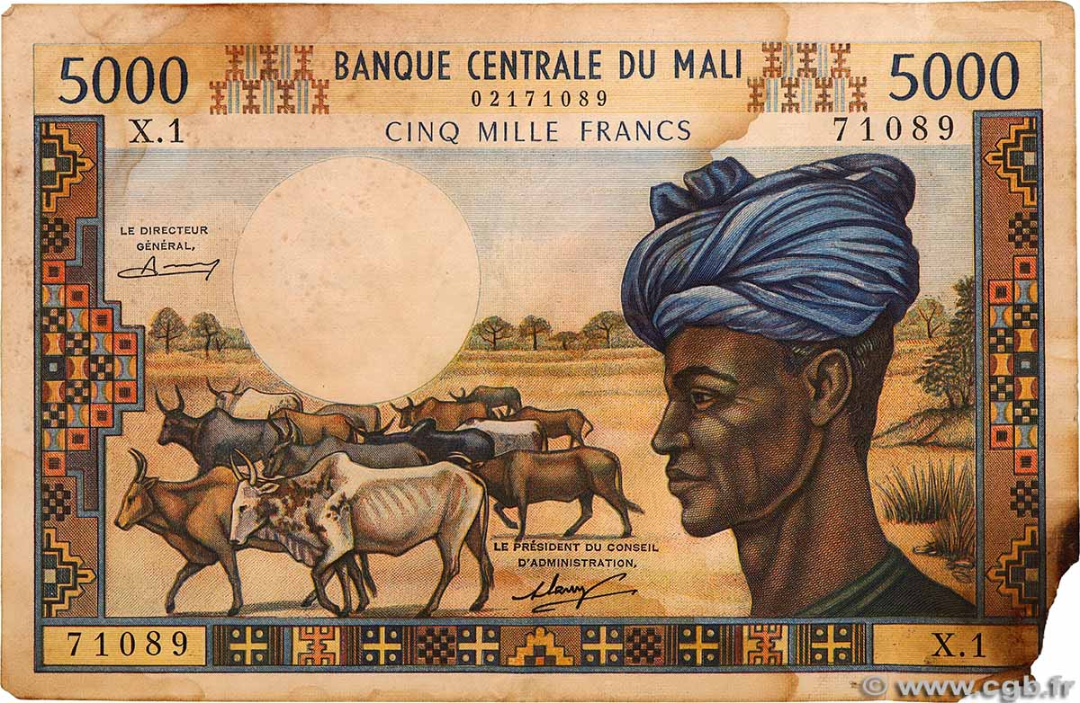 5000 Francs MALI  1973 P.14a B