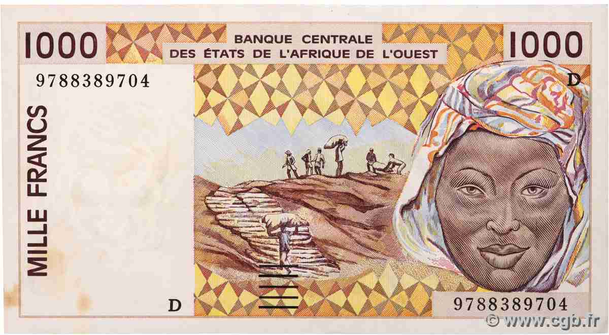 1000 Francs WEST AFRIKANISCHE STAATEN  1997 P.411Dg VZ