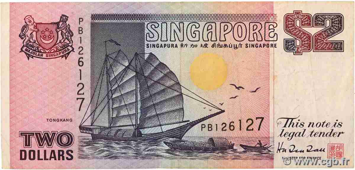 2 Dollars SINGAPORE  1992 P.28 F