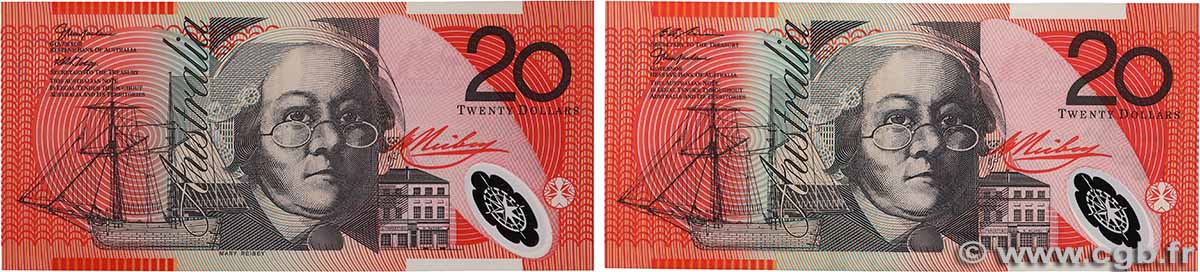 20 Dollars Lot AUSTRALIA  1998 P.53b et P.59c FDC