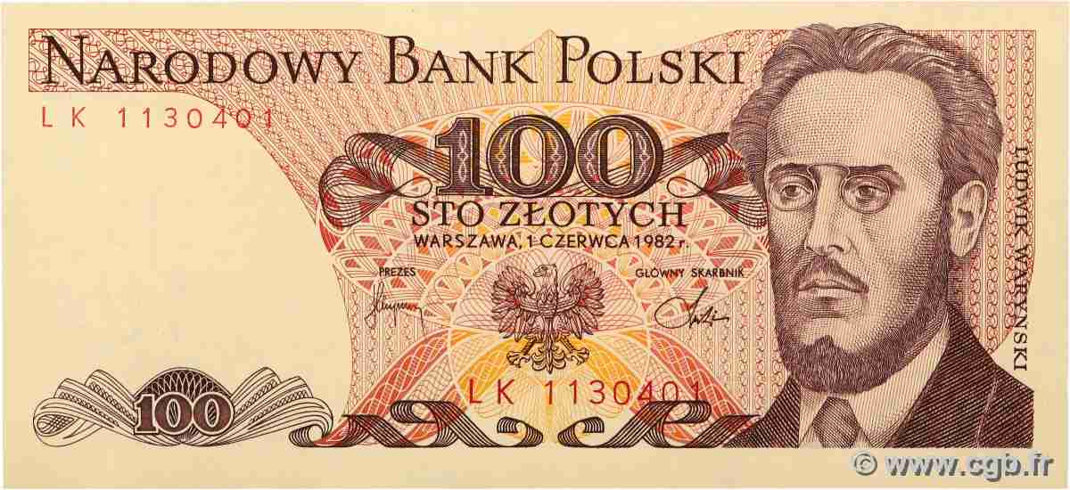 100 Zlotych POLOGNE  1982 P.143d pr.NEUF