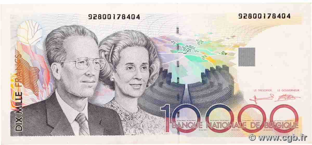 10000 Francs BELGIO  1997 P.146 AU