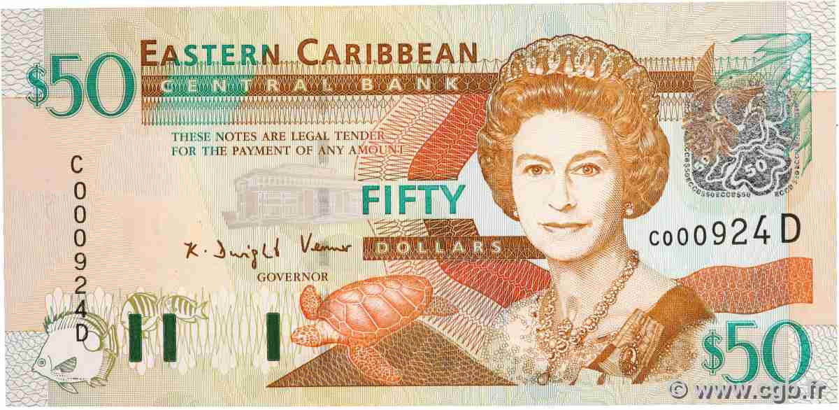 50 Dollars Petit numéro CARIBBEAN   2003 P.45d AU-