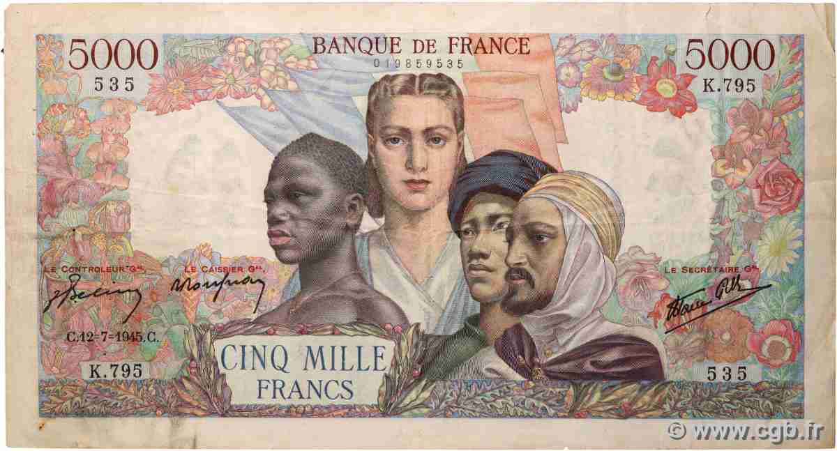 5000 Francs EMPIRE FRANÇAIS FRANCE  1945 F.47.34 F