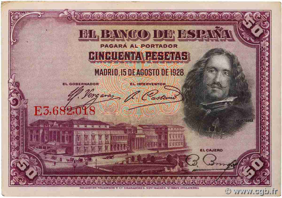 50 Pesetas ESPAGNE  1928 P.075b SUP