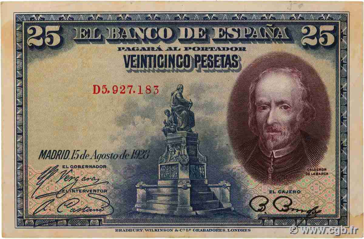 25 Pesetas ESPAGNE  1928 P.074b TTB+