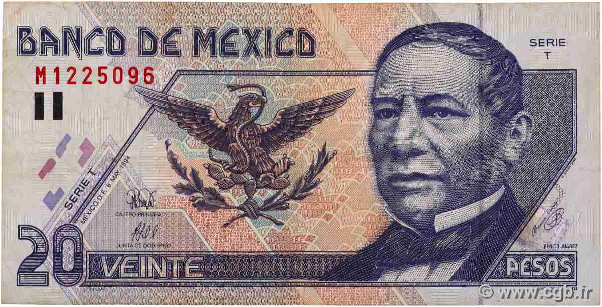 20 Pesos MEXIQUE  1994 P.106a TB+