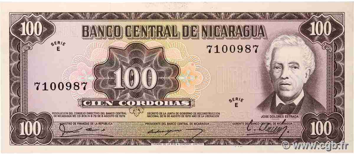 100 Cordobas NICARAGUA  1979 P.132 UNC-