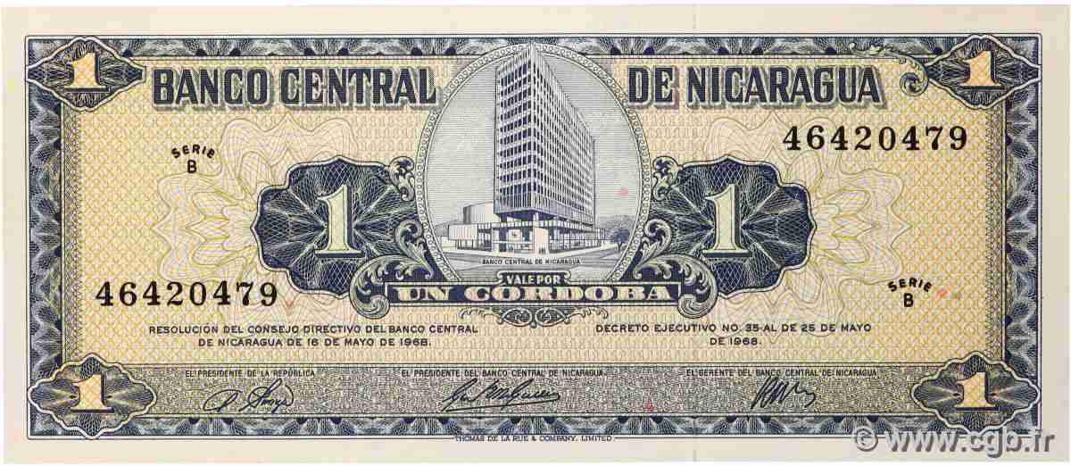 1 Cordoba NICARAGUA  1968 P.115 UNC