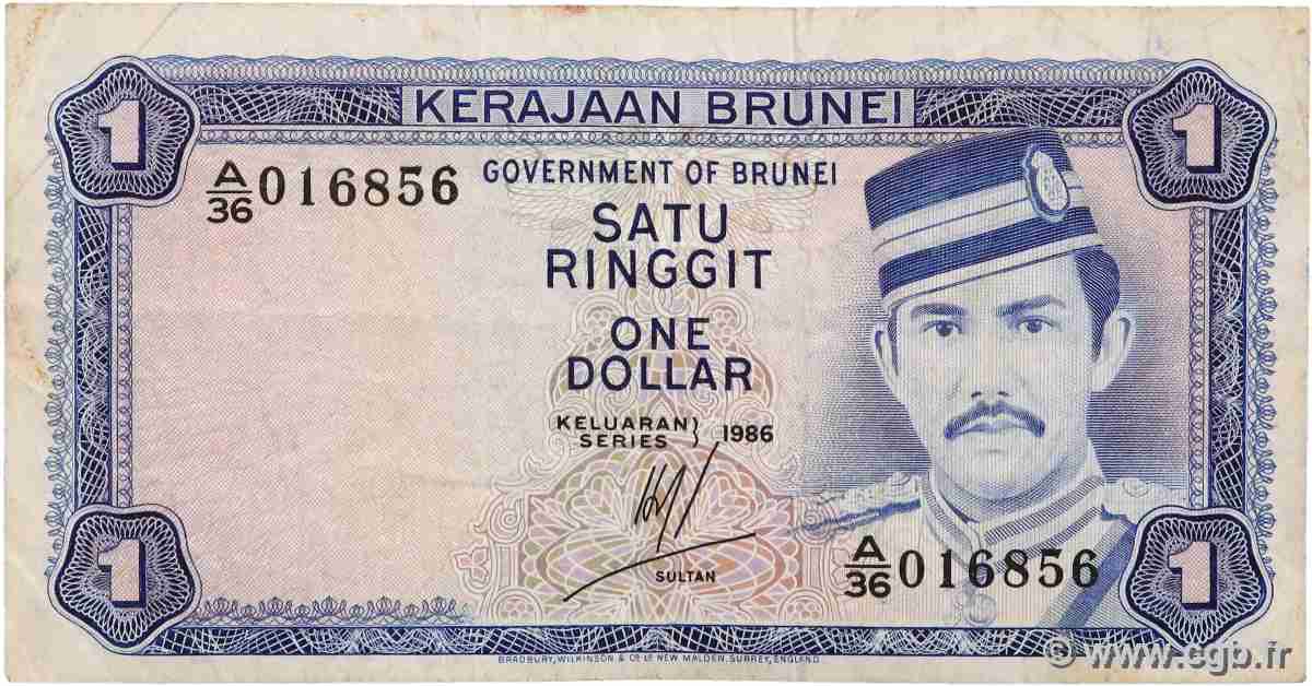 1 Ringgit - 1 Dollar BRUNEI  1986 P.06c TB