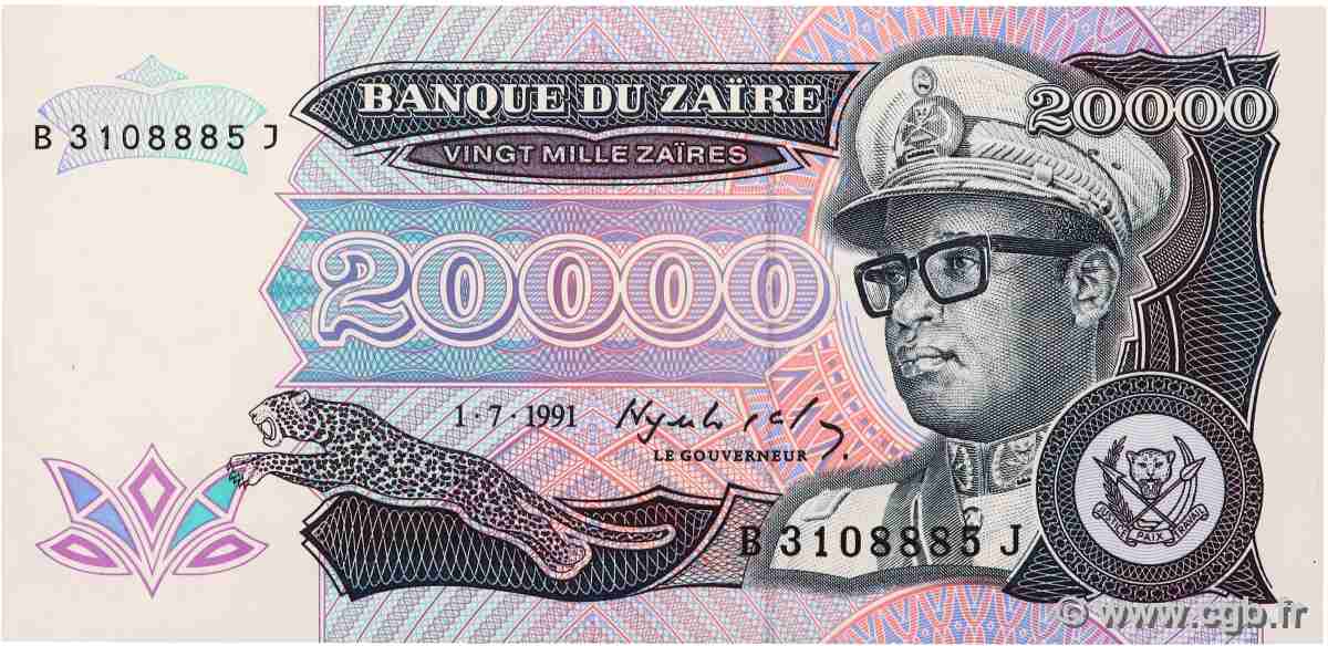 20000 Zaïres ZAIRE  1991 P.39a FDC