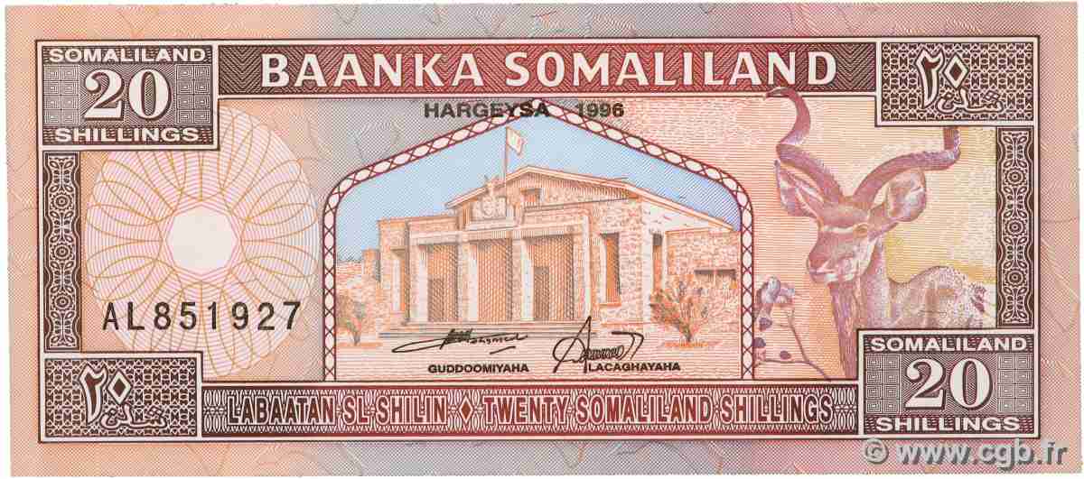 20 Shillings / 20 Shilin SOMALILAND  1996 P.03b NEUF