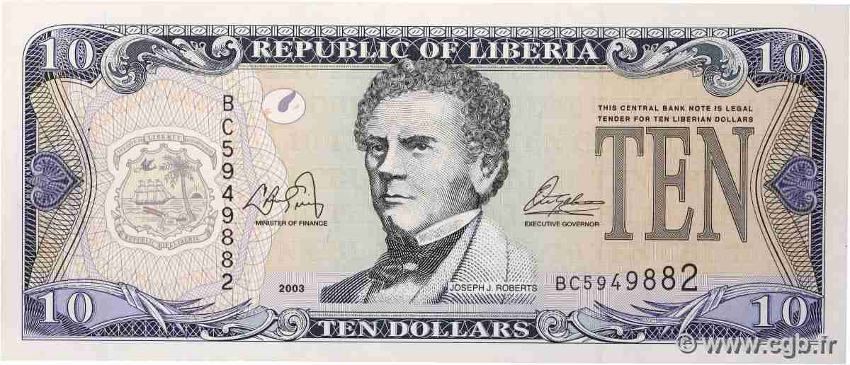10 Dollars LIBERIA  2003 P.27a NEUF