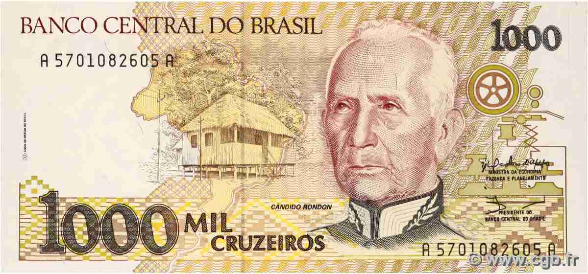 1000 Cruzeiros BRAZIL  1990 P.231a UNC