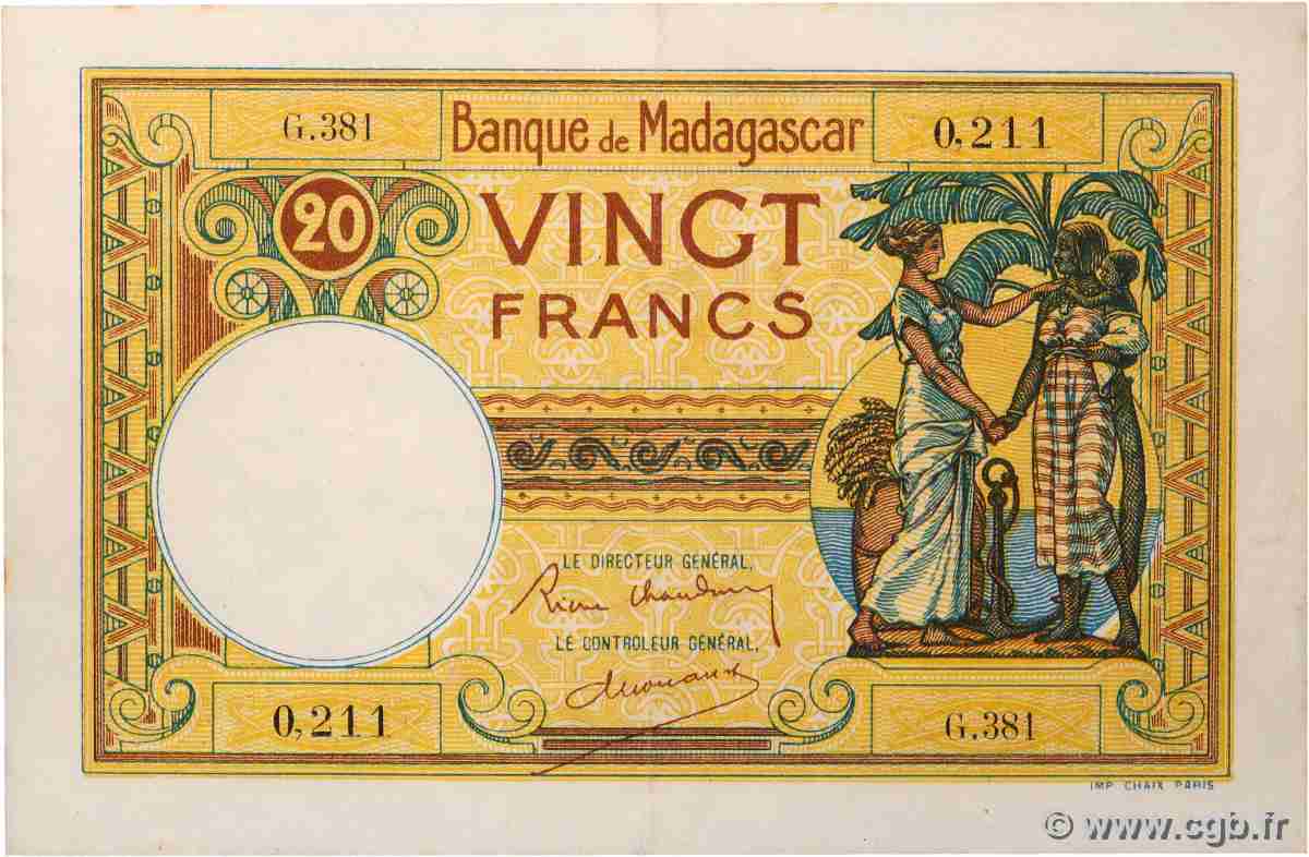 20 Francs MADAGASCAR  1948 P.037 SUP