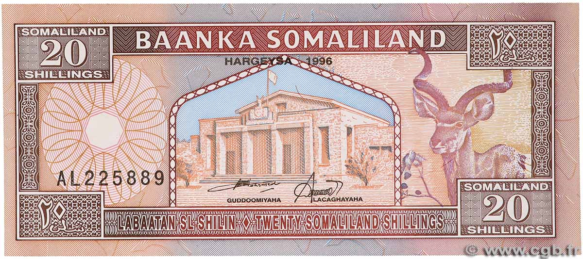 20 Shillings / 20 Shilin SOMALILAND  1996 P.03b NEUF