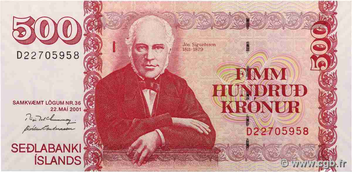500 Kronur ISLANDE  2001 P.58a SPL