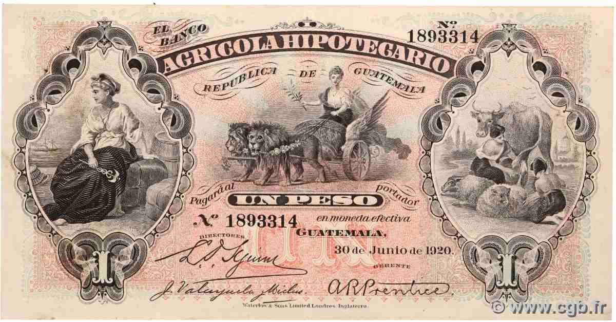 1 Peso GUATEMALA  1920 PS.101b SPL