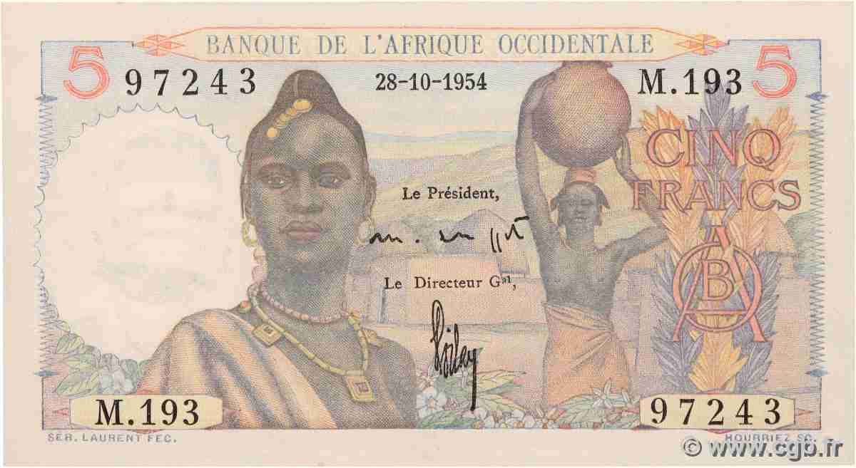5 Francs FRENCH WEST AFRICA  1954 P.36 UNC