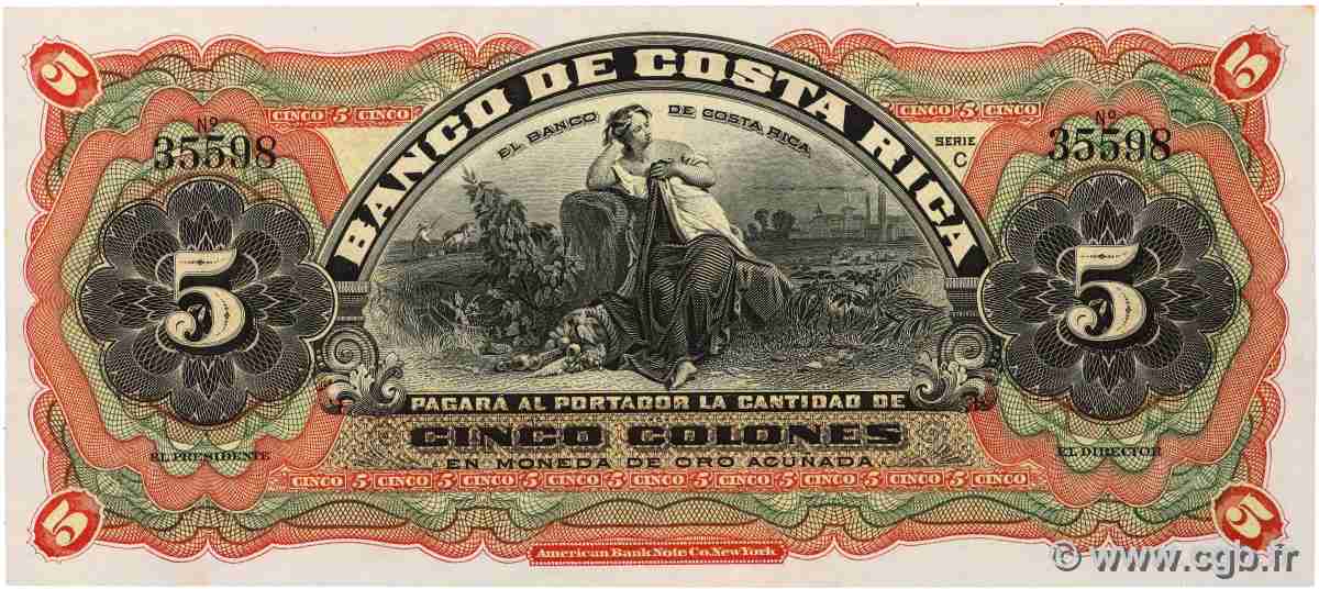 5 Colones Non émis COSTA RICA  1901 PS.173r NEUF