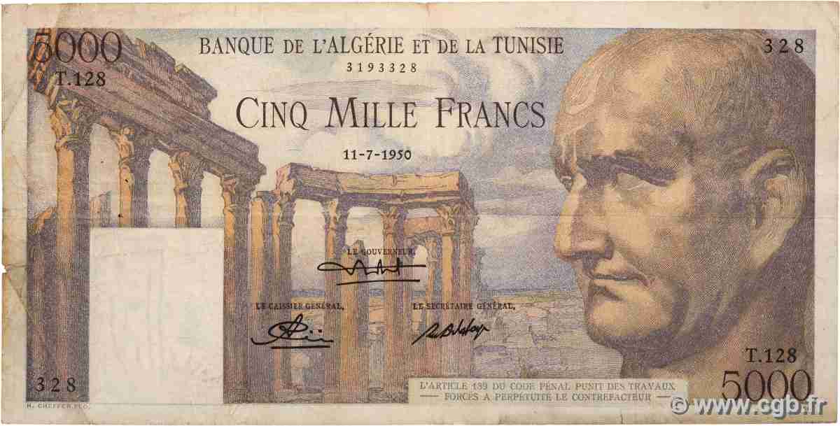 5000 Francs TUNISIA  1950 P.30 MB