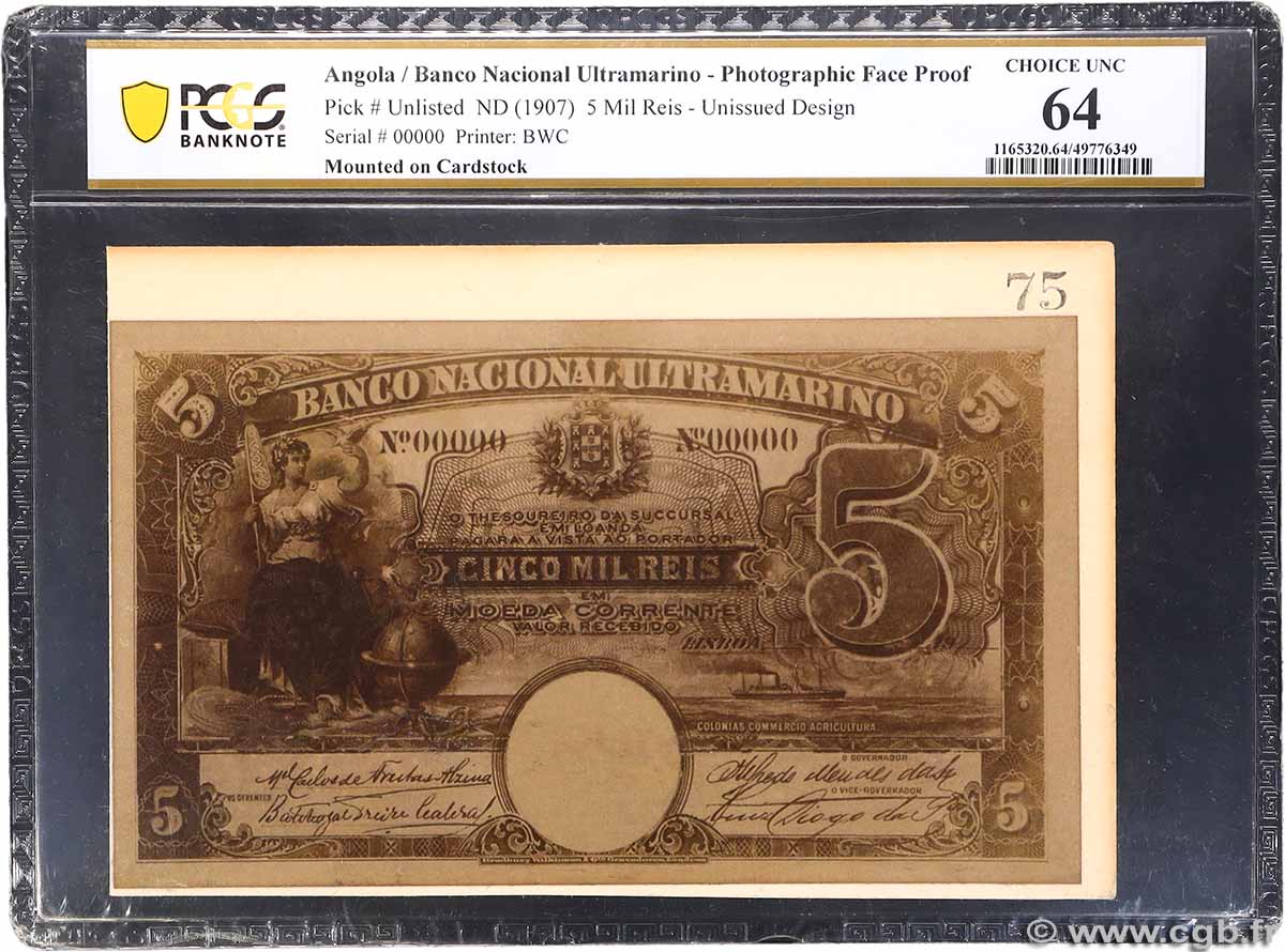5 Mil Reis Photo ANGOLA  1907 P.- FDC