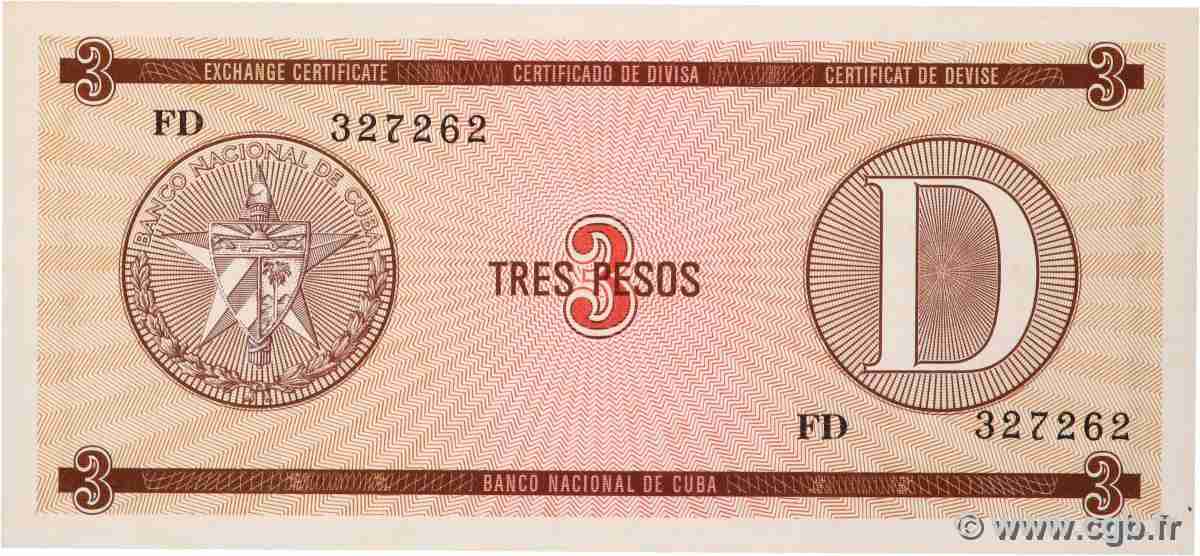 3 Peso KUBA  1985 P.FX33 ST