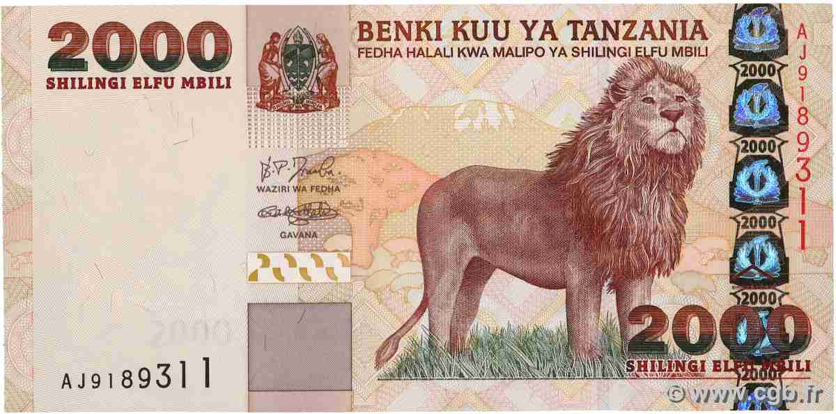 2000 Shilingi TANZANIA  2003 P.37a UNC