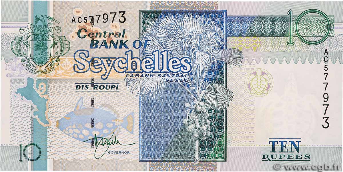 10 Rupees SEYCHELLES  1998 P.36a UNC