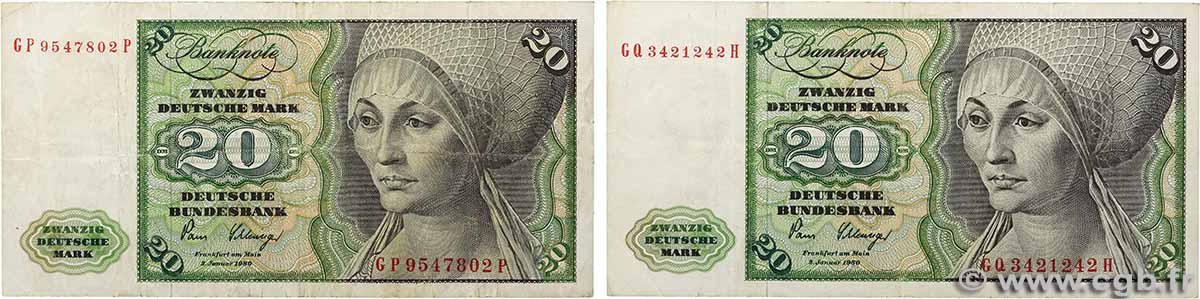 20 Deutsche Mark Lot GERMAN FEDERAL REPUBLIC  1980 P.32d BC