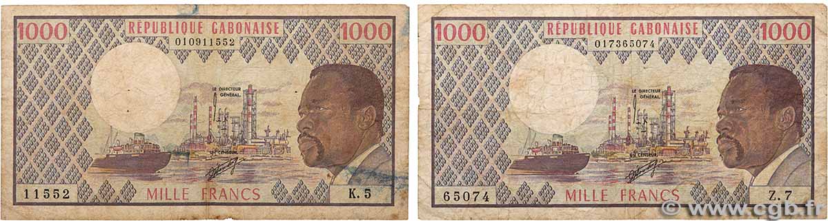 1000 Francs type 1974 Lot GABóN  1978 A.241c RC