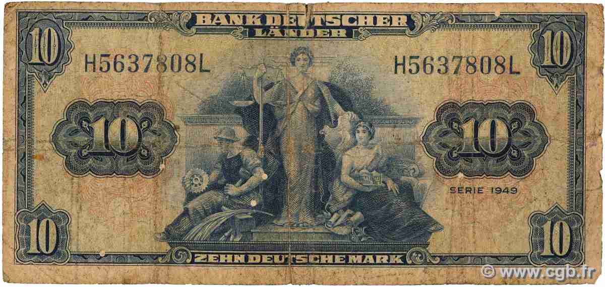 10 Deutsche Mark GERMAN FEDERAL REPUBLIC  1949 P.16a B