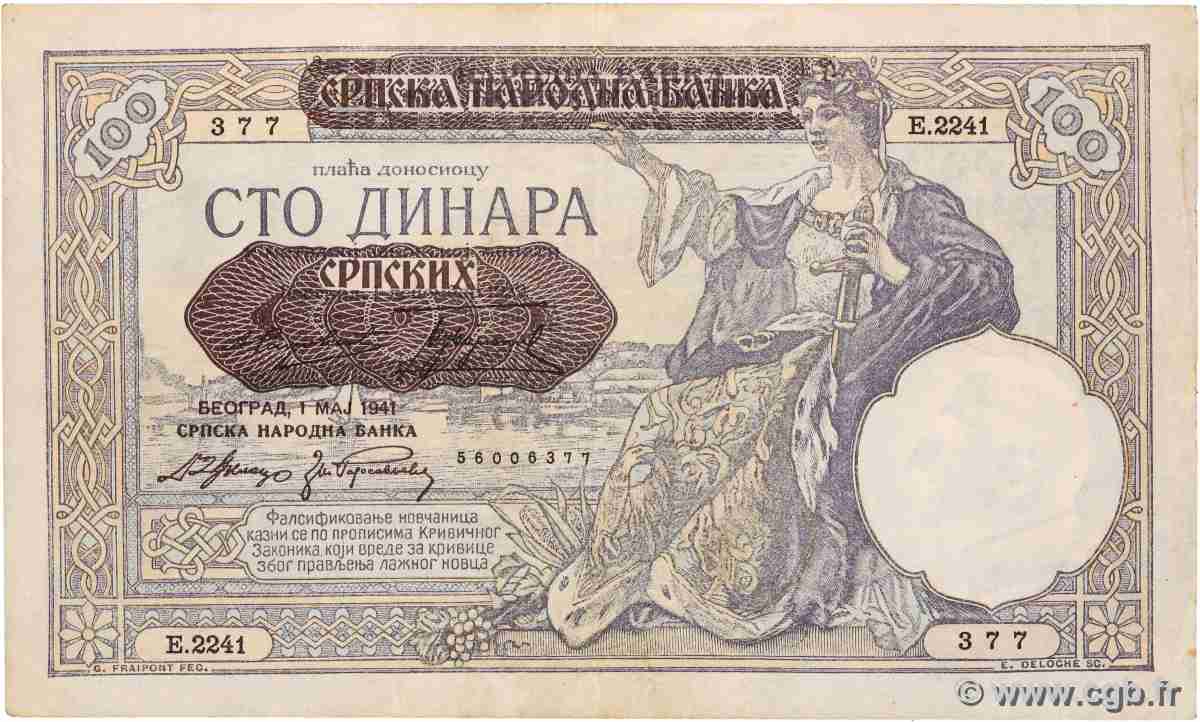 100 Dinara SERBIE  1941 P.23 TTB