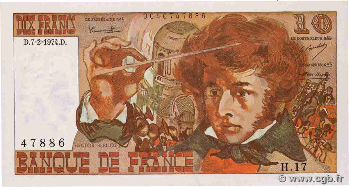 10 Francs BERLIOZ FRANCIA  1974 F.63.03 q.FDC