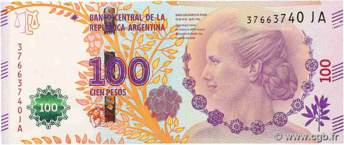 100 Pesos ARGENTINA  2012 P.358d FDC