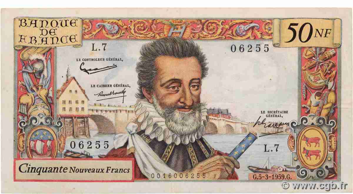 50 Nouveaux Francs HENRI IV FRANCE  1959 F.58.01 TB+