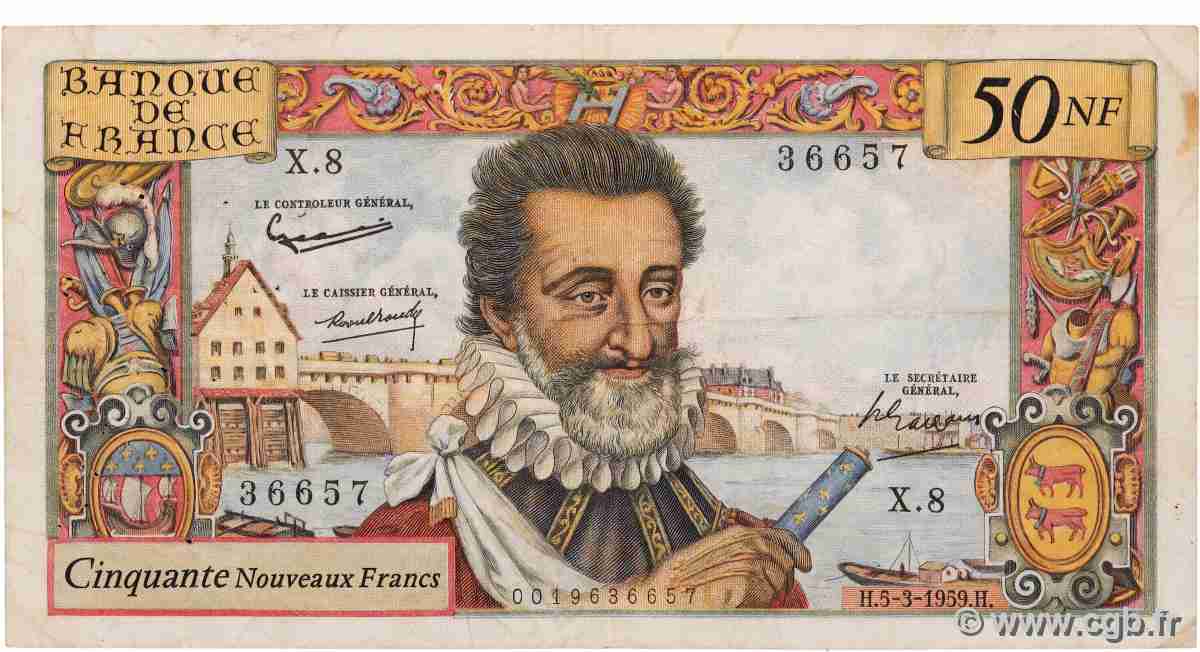 50 Nouveaux Francs HENRI IV FRANCE  1959 F.58.01 TB