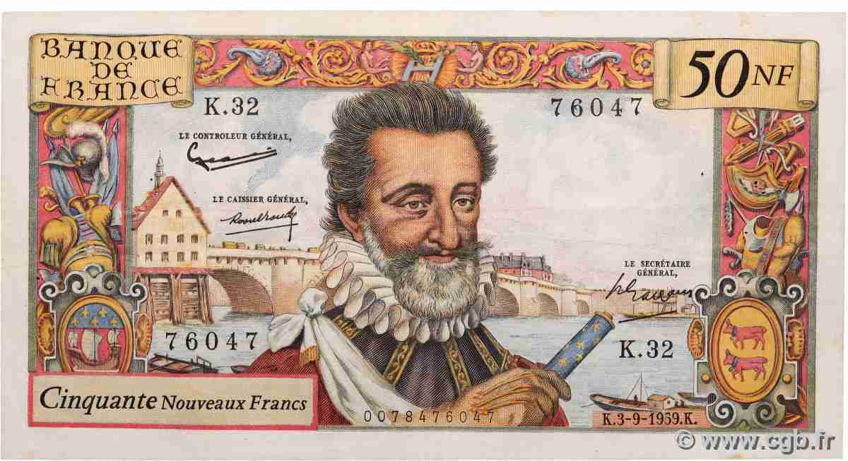 50 Nouveaux Francs HENRI IV FRANCE  1959 F.58.03 TB+
