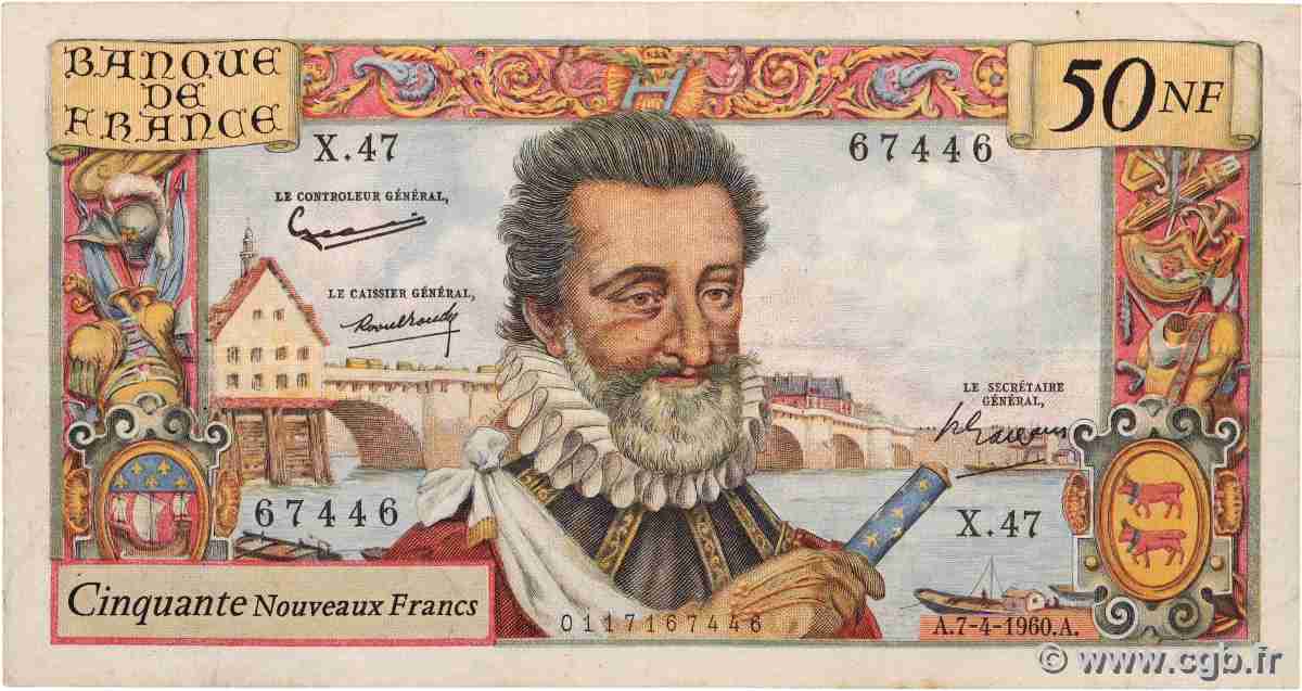 50 Nouveaux Francs HENRI IV FRANCE  1960 F.58.05 TB
