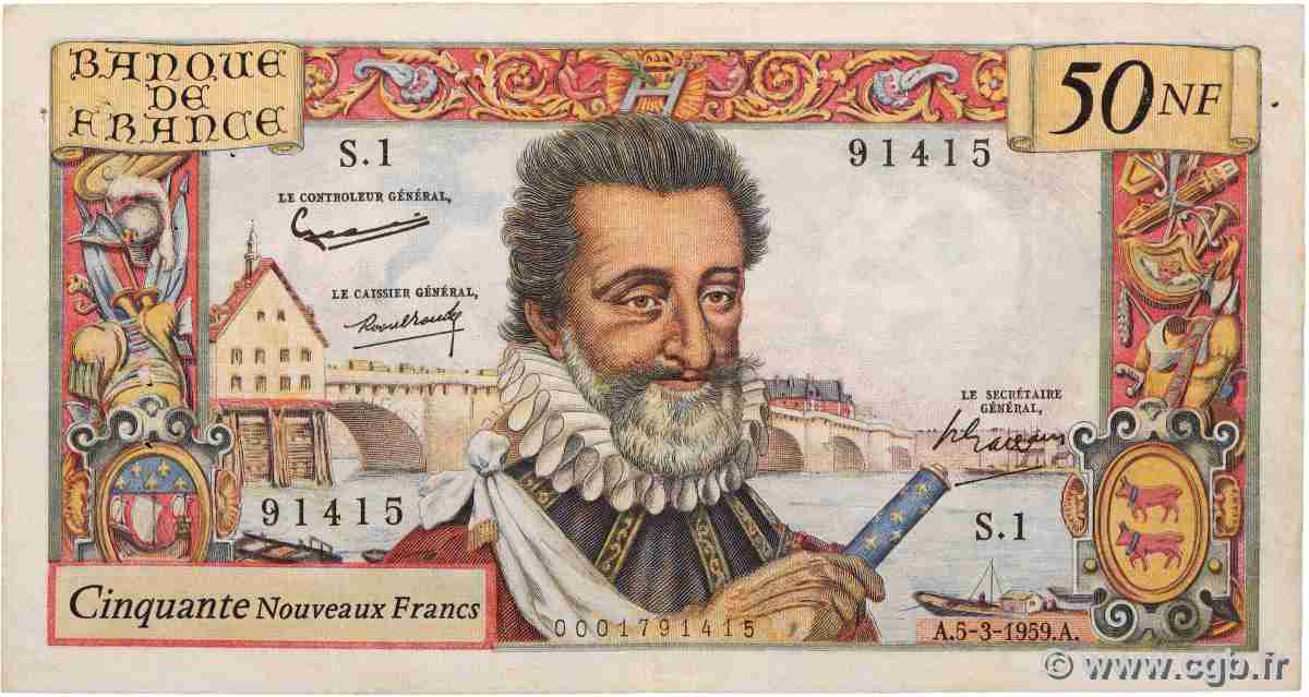 50 Nouveaux Francs HENRI IV FRANCE  1959 F.58.01 TB