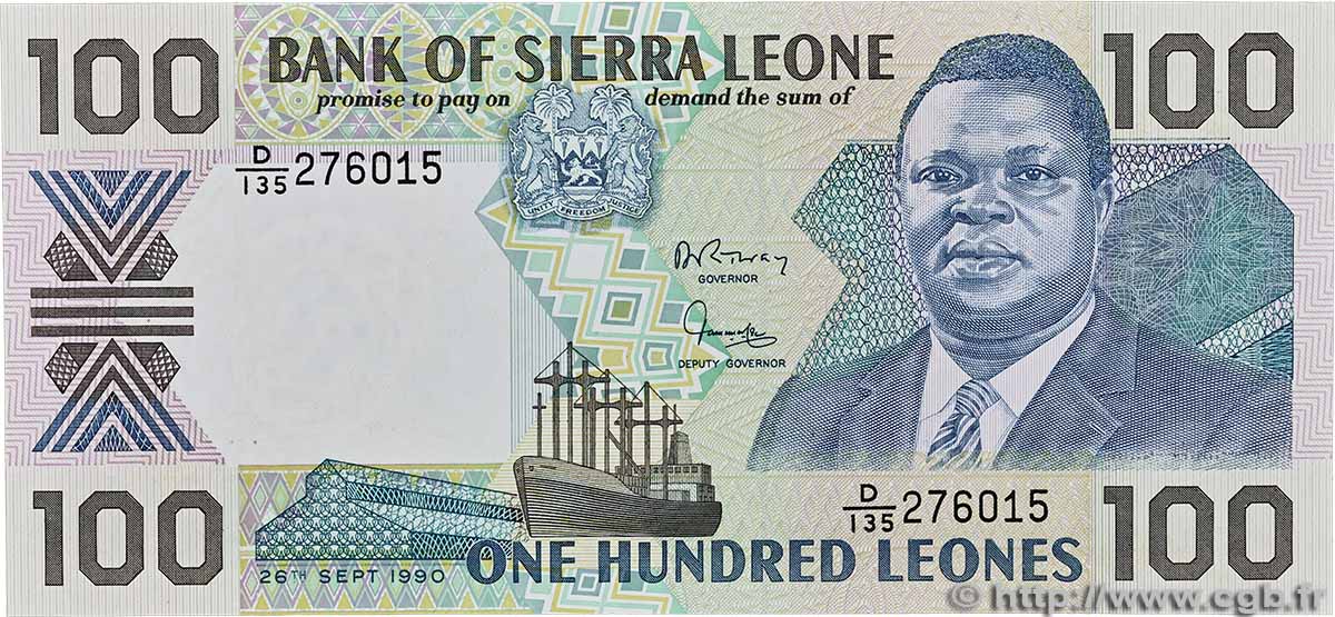 100 Leones SIERRA LEONE  1990 P.18c FDC